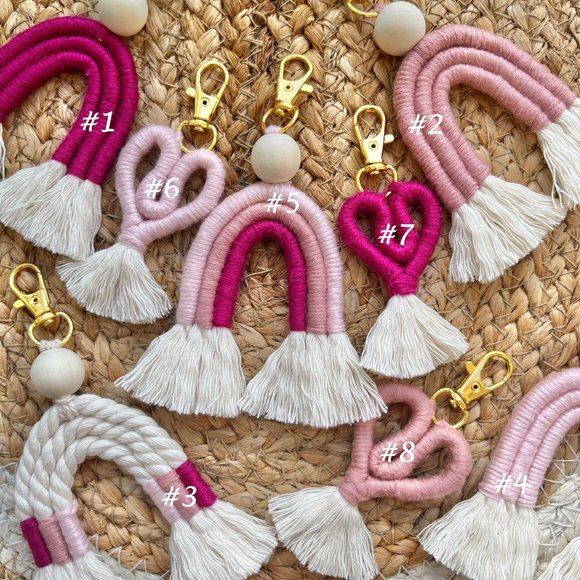 Handmade Macrame Rainbow Keychain, Bag Purse / Car Charm, Valentine's Day Gift - Picture 4 of 4